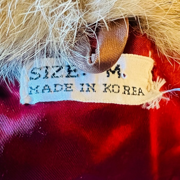 Vintage Fur Leather Jacket Coat 100% Rabbit Fur  Size M Made in Korea Preowned - Picture 7 of 7